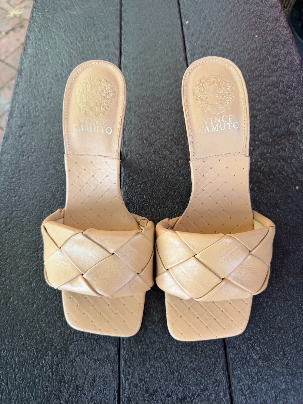Vince Camuto Beige Braided Slide Mules